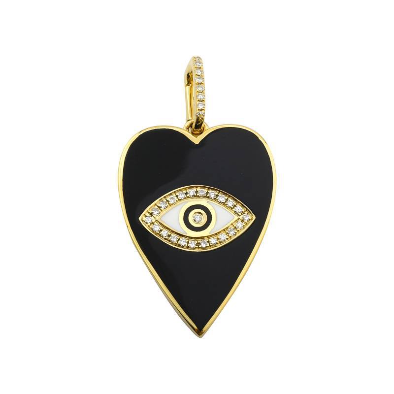 Versil 14K Yellow Gold Enameled Eye Pendant