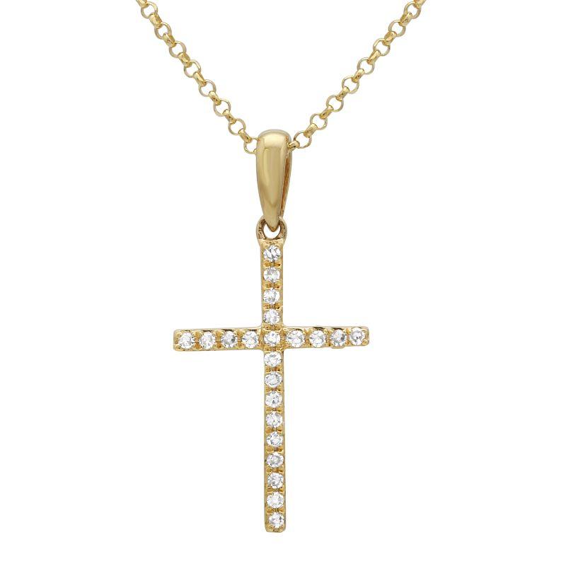 Gold cross necklace with diamond accents from our jewelry brand collection
