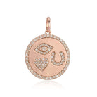 14K Gold Diamond Pave Eye Heart U Coin Necklace Charm Rose Gold Izakov Diamonds + Fine Jewelry