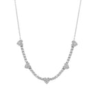 14K Gold Diamond Pave Hearts Tennis Chain Necklace 8.88 / White Gold Izakov Diamonds + Fine Jewelry