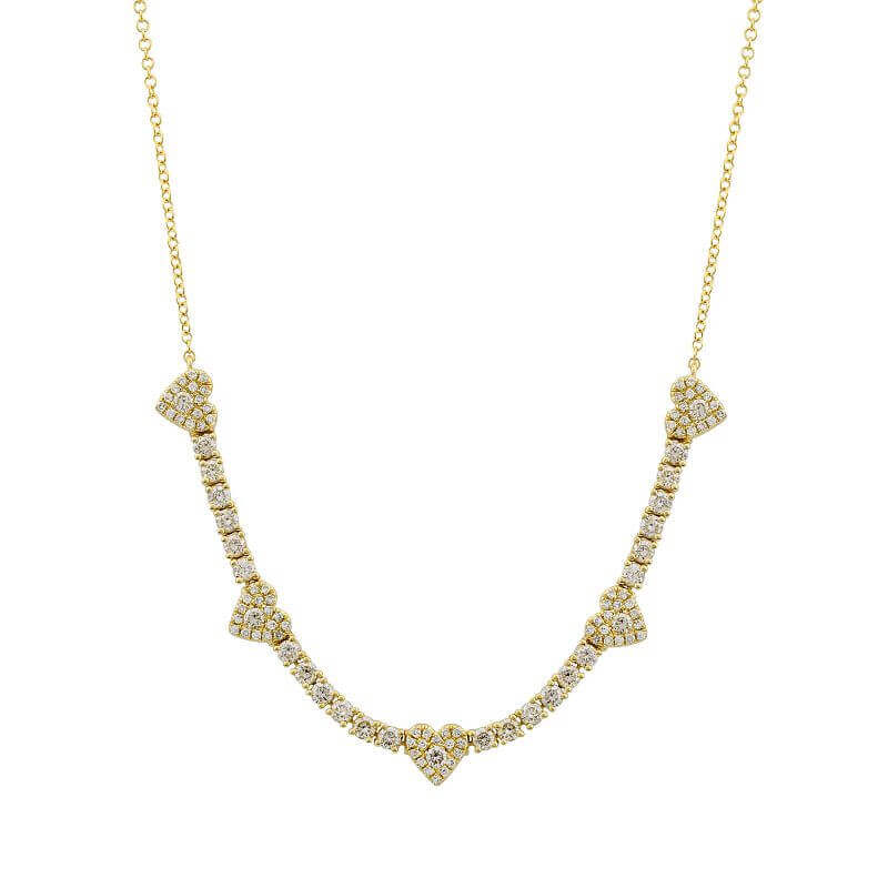 Elegant gold necklace with diamond accents from our jewelry collection, perfect for special occasions and adding a touch of luxury.