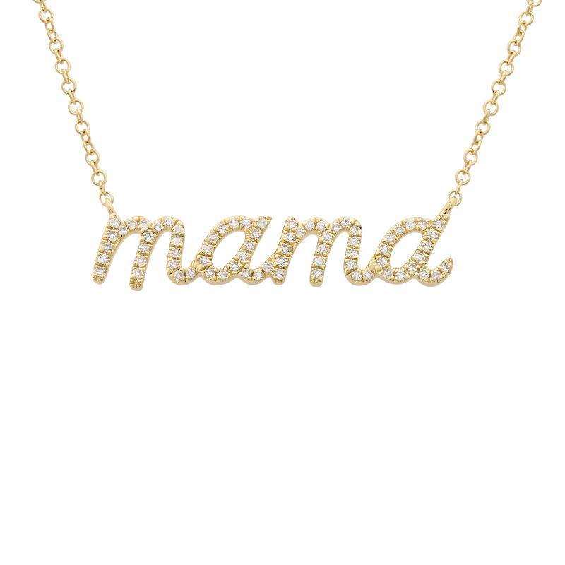 Diamond-studded "mama" necklace in gold by our jewelry brand