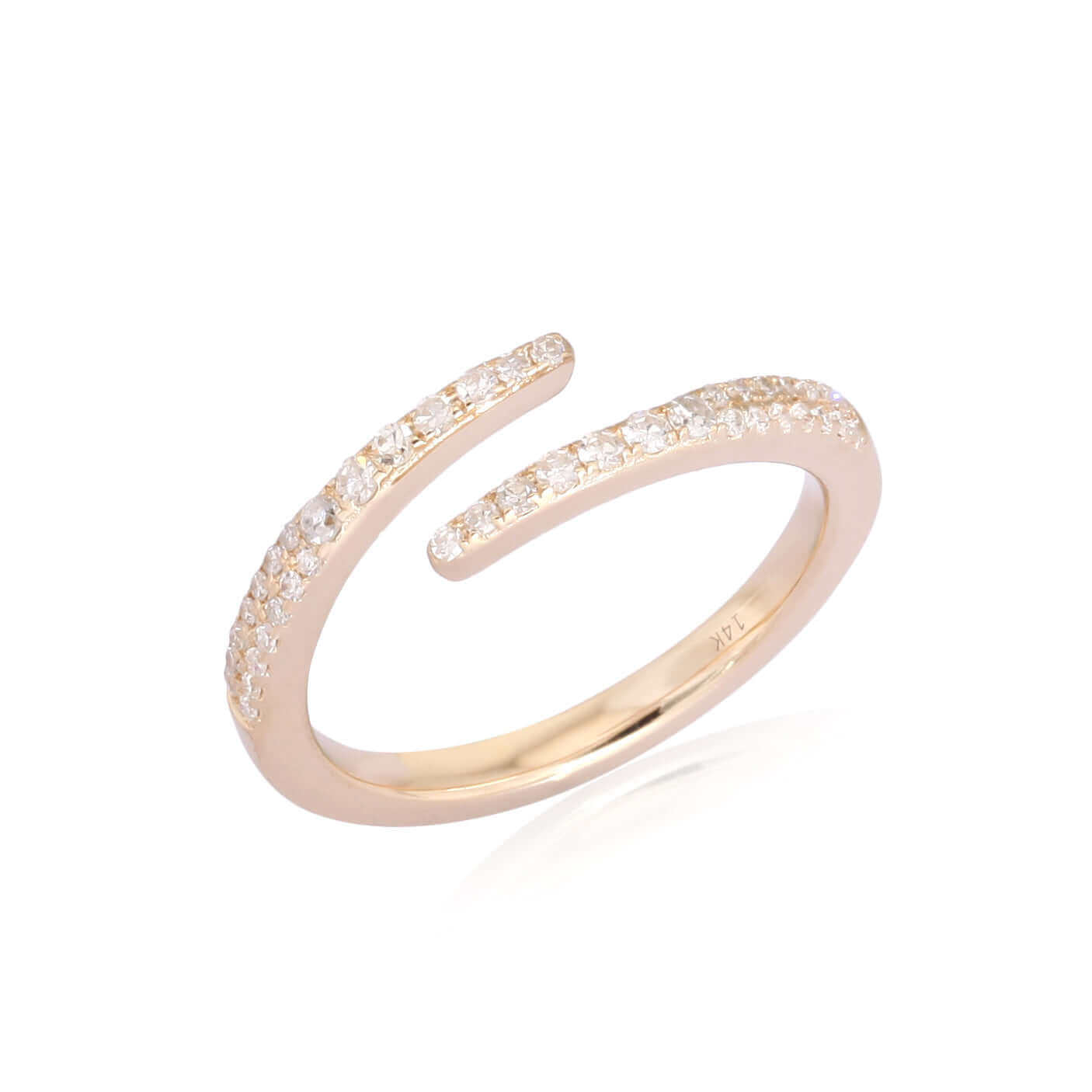 Rose gold open ring with sparkling diamonds from our luxury jewelry collection.