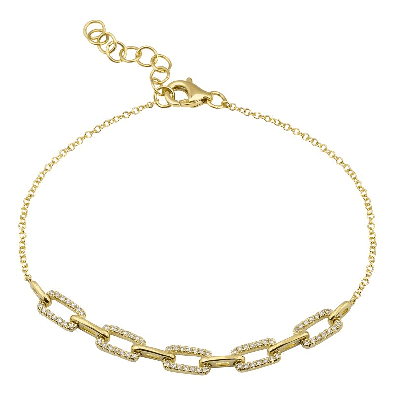 Elegant gold chain bracelet with diamond-accented links from our exclusive jewelry collection