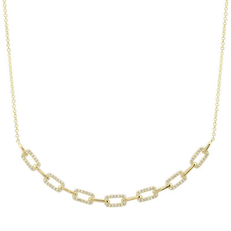 Gold chain link necklace with diamond accents from our luxury jewelry collection.
