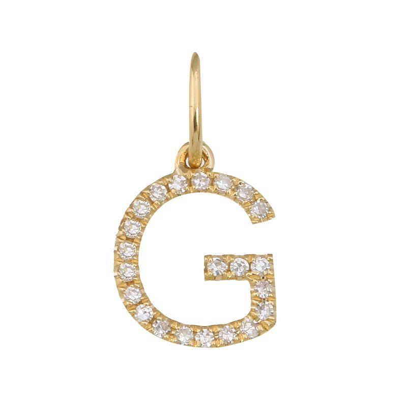 14K Gold Initial Diamond Necklace Charm G / Yellow Gold Izakov Diamonds + Fine Jewelry