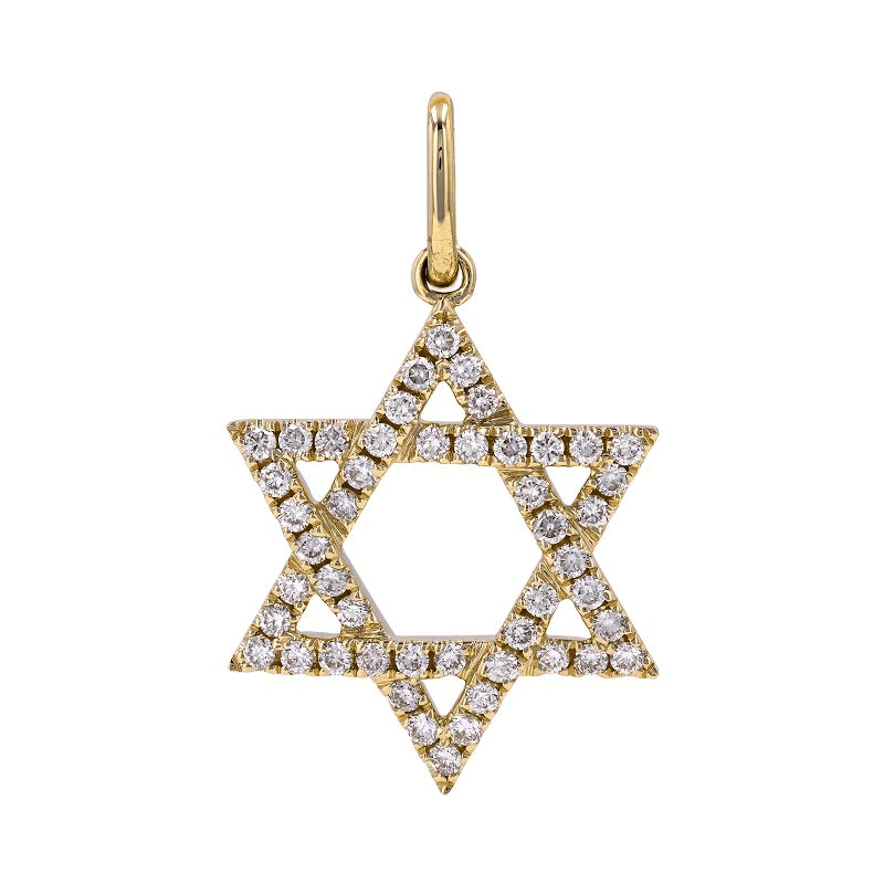 Gold Star of David pendant encrusted with diamonds from our luxury jewelry collection