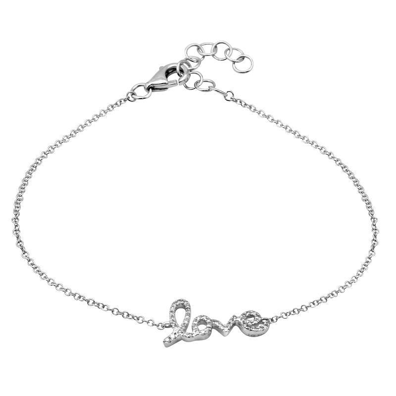 Elegant silver bracelet with "love" design from our exclusive jewelry collection.