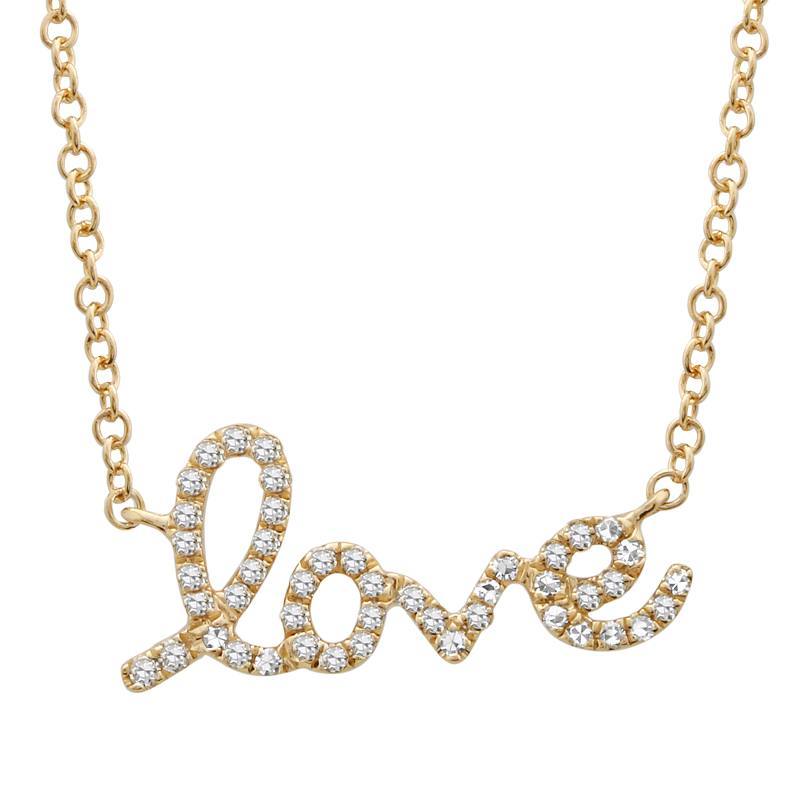 Gold "Love" necklace with diamond accents from our exclusive jewelry collection