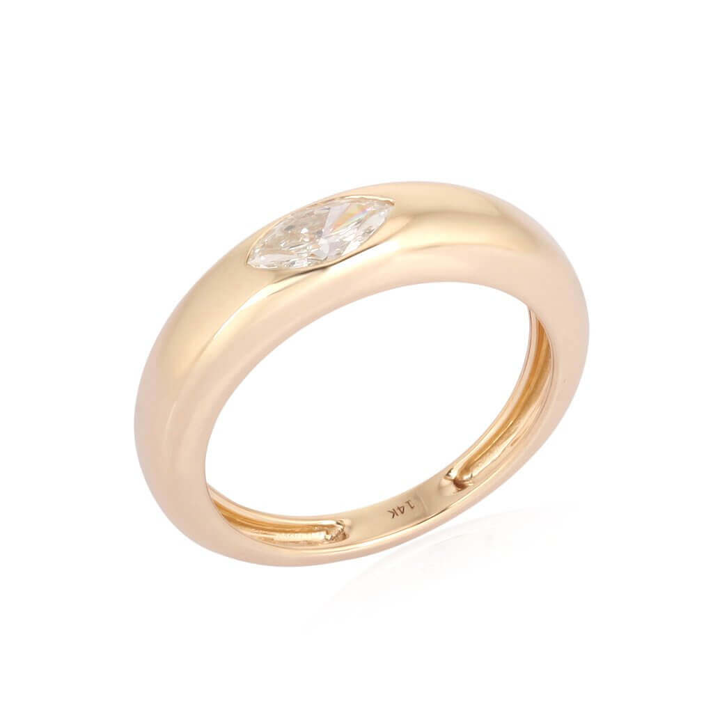 14K Gold Marquise Diamond Dome Ring Izakov Diamonds + Fine Jewelry