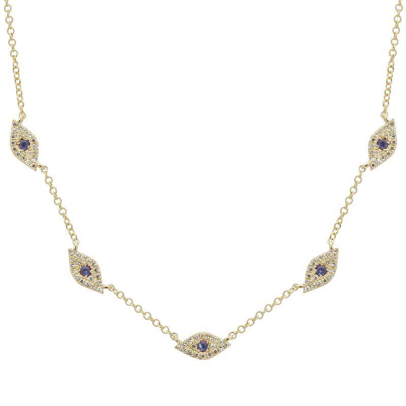 Elegant gold necklace with sapphire and diamond accents from our luxury jewelry collection