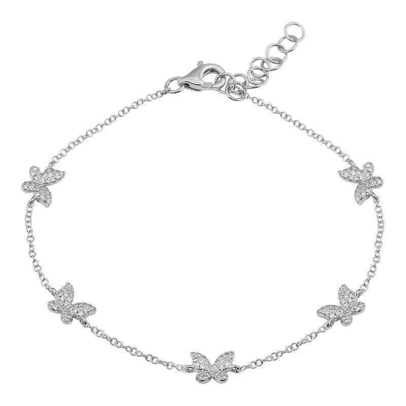 Delicate silver butterfly charm bracelet from our exclusive jewelry collection.