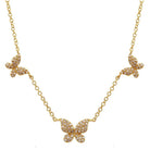 14K Gold Micro Pave Diamond Butterflies Trio Necklace Yellow Gold Izakov Diamonds + Fine Jewelry