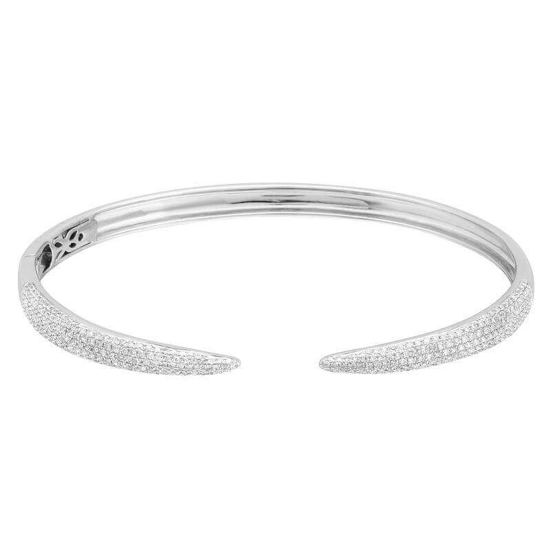 Elegant silver cuff bracelet with a minimalist design and sparkling accents from our luxury jewelry collection.