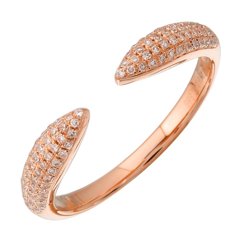 Micro Pave Diamond Claw Ring in rose gold featuring 100 diamonds, designed by Izakov Fine Jewelry.