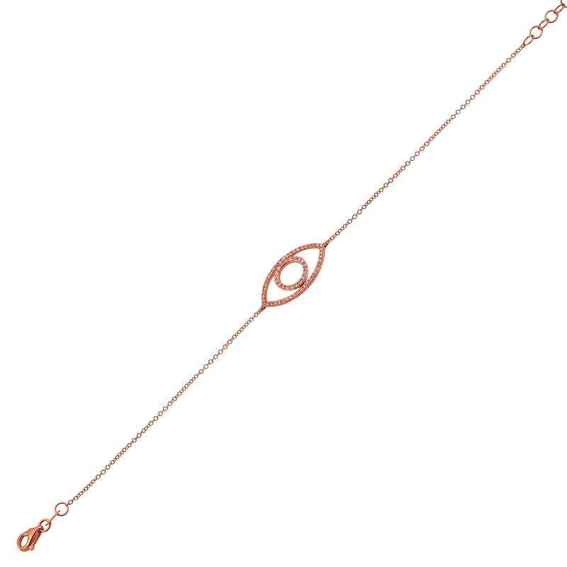Rose gold bracelet with eye-shaped design and delicate chain from our jewelry collection.