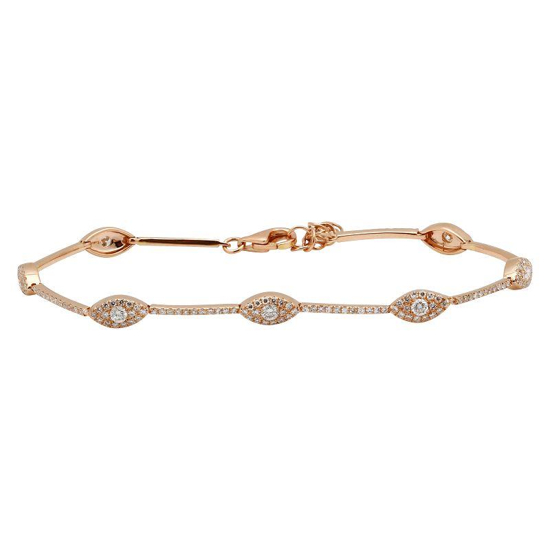 Elegant rose gold bracelet with intricate diamond designs from our jewelry brand collection