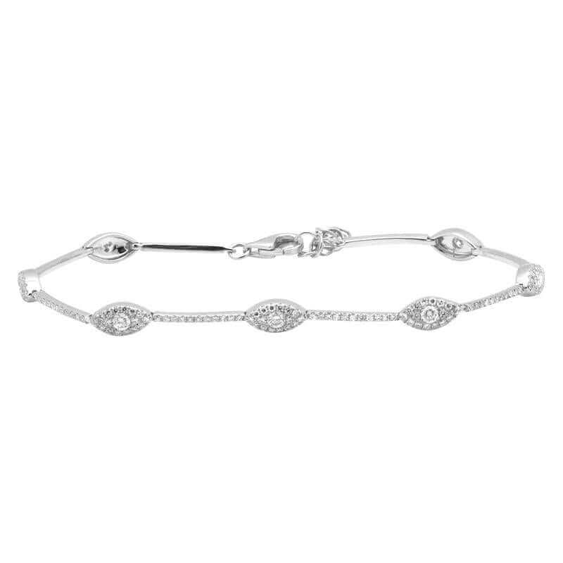 Elegant sterling silver bracelet with sparkling diamond accents by our luxury jewelry brand.