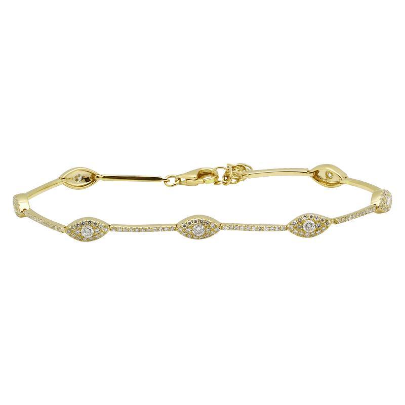 Gold bracelet with diamond accents and eye-shaped links from our premium jewelry collection.