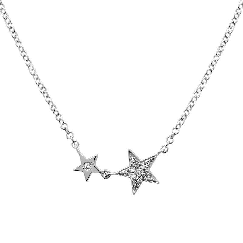 Sterling silver star necklace with two sparkling star pendants from our jewelry collection.