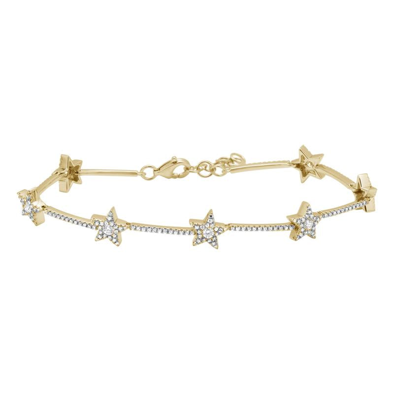 14K Gold Micro Pave Diamond Stars Tennis Bracelet Yellow Gold Izakov Diamonds + Fine Jewelry