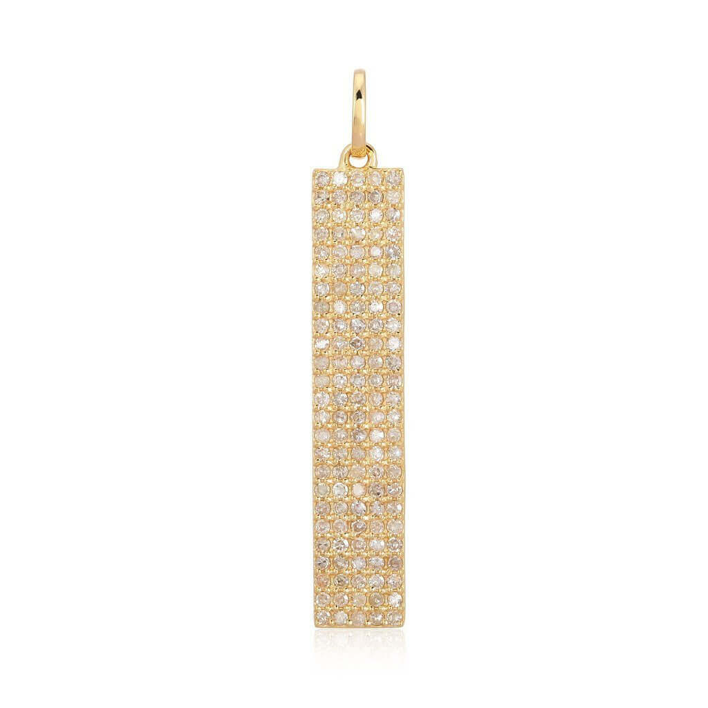 Micro Pave Diamond Tag Necklace Charm Yellow Gold Izakov Diamonds + Fine Jewelry AE