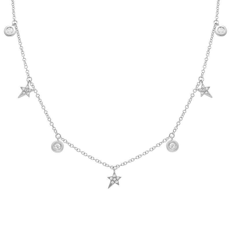 Silver star and circle charm necklace from our exclusive jewelry collection