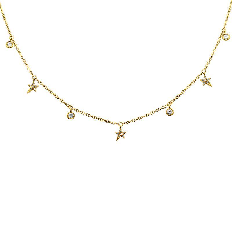 Dainty gold necklace with star and diamond charms from our exclusive jewelry collection