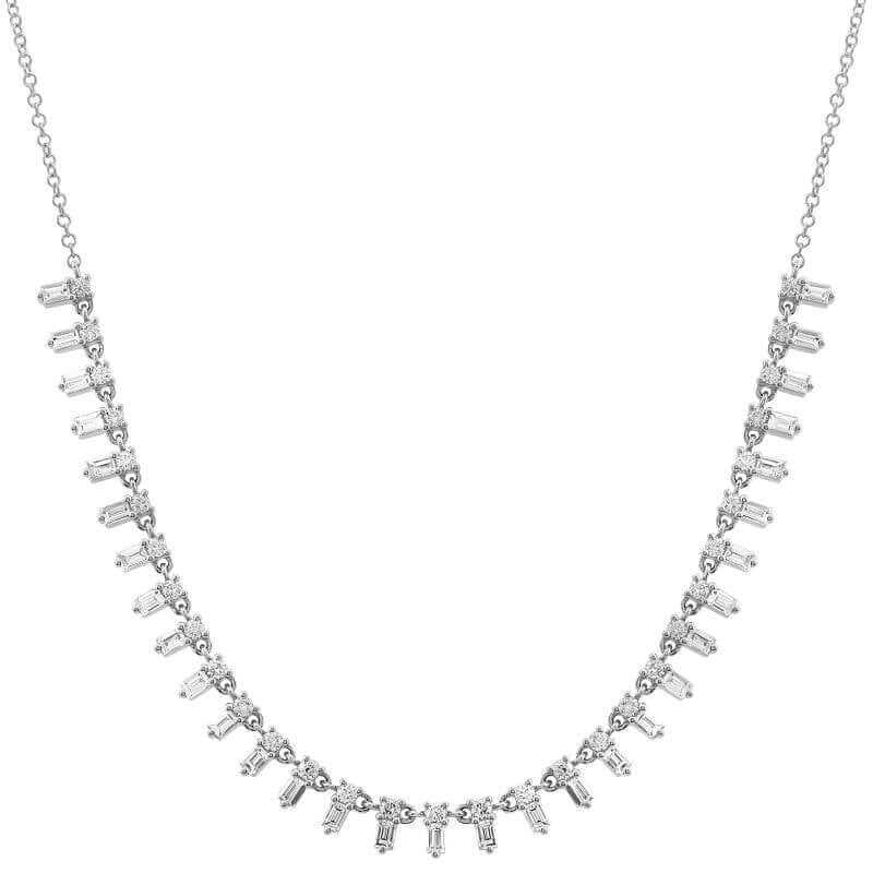 Elegant silver necklace with rectangular crystals from our luxury jewelry collection.