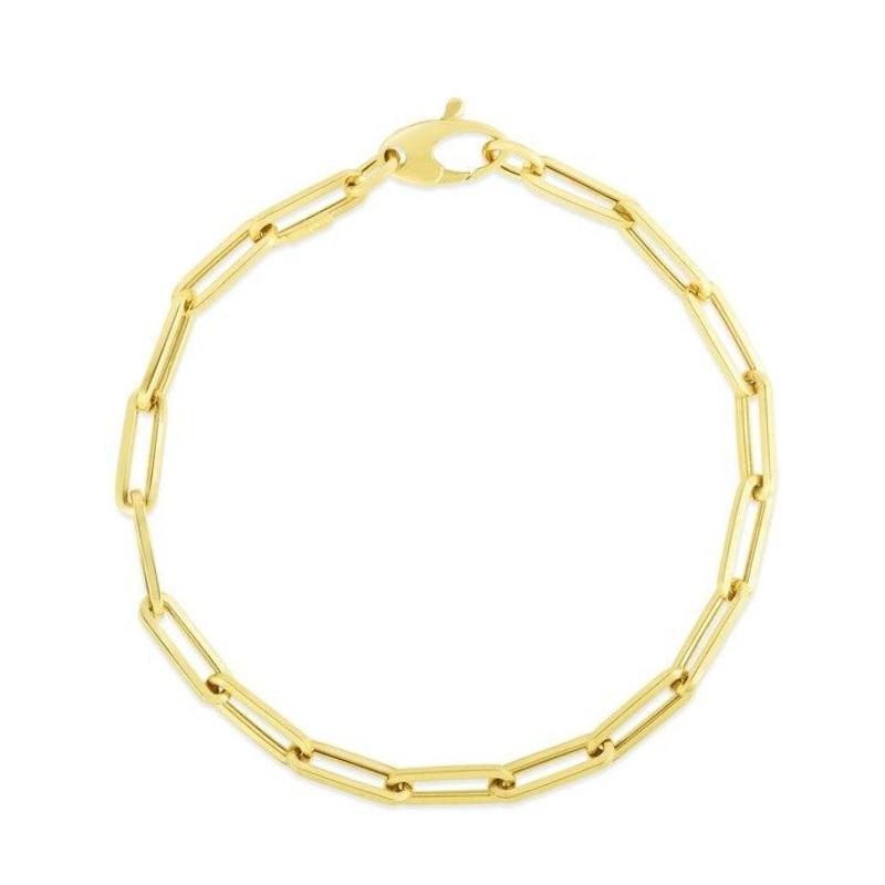 14K Gold Paper Clip Link Chain Bracelet S / 8 / White Gold