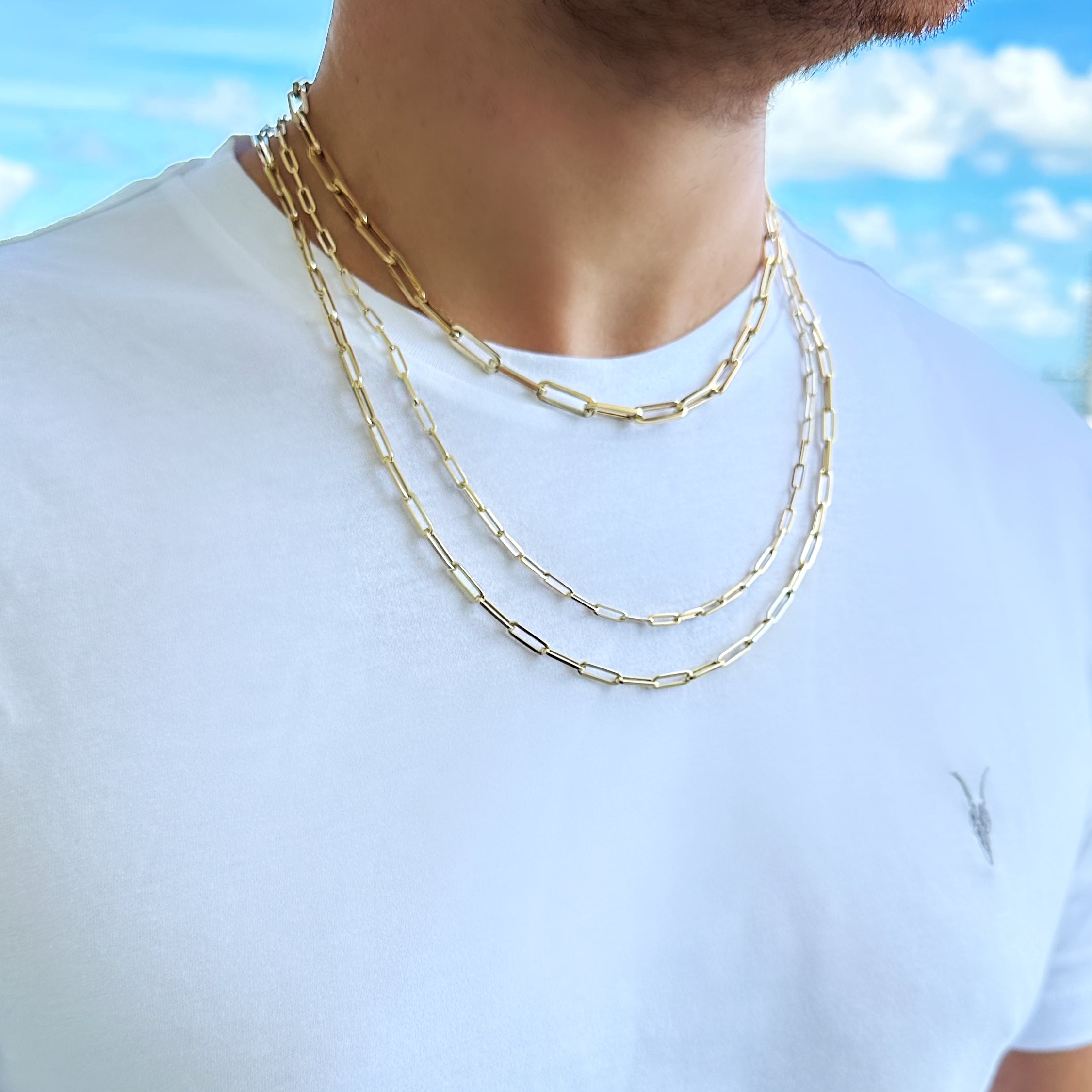 14K Gold Paper Clip Link Chain Necklace - Necklaces - Izakov Diamonds + Fine Jewelry