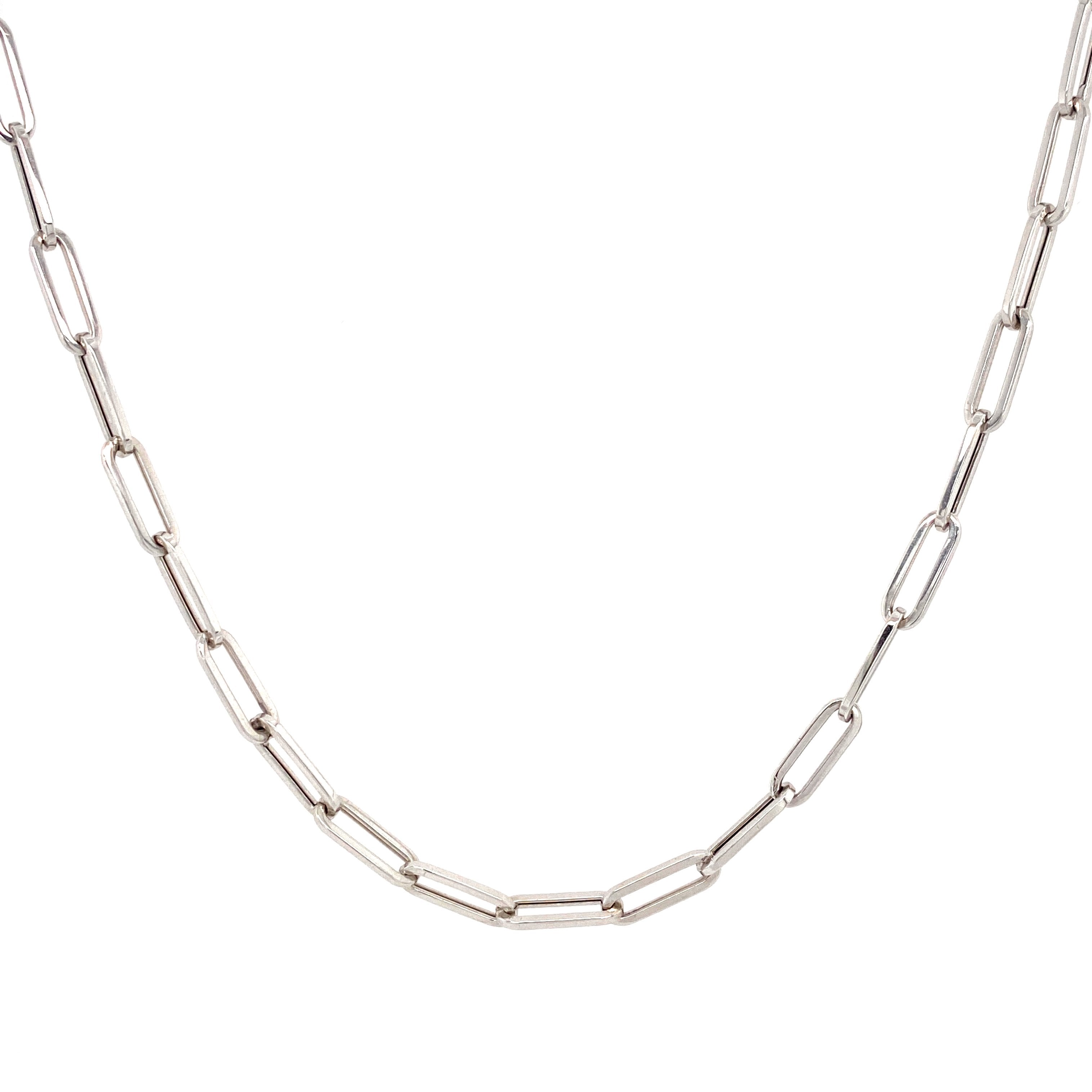 14K Gold Paper Clip Link Chain Necklace S / 16" / White Gold Izakov Diamonds + Fine Jewelry