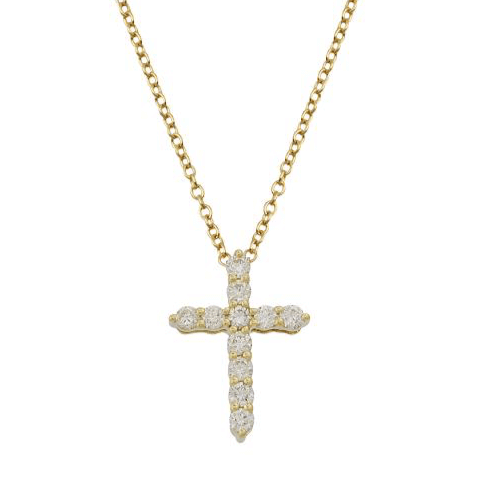 Elegant gold chain with a diamond-studded cross pendant from our exquisite jewelry collection.