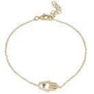 14K Gold Pave Diamond Evil Eye Hamsa Bracelet Yellow Gold Izakov Diamonds + Fine Jewelry