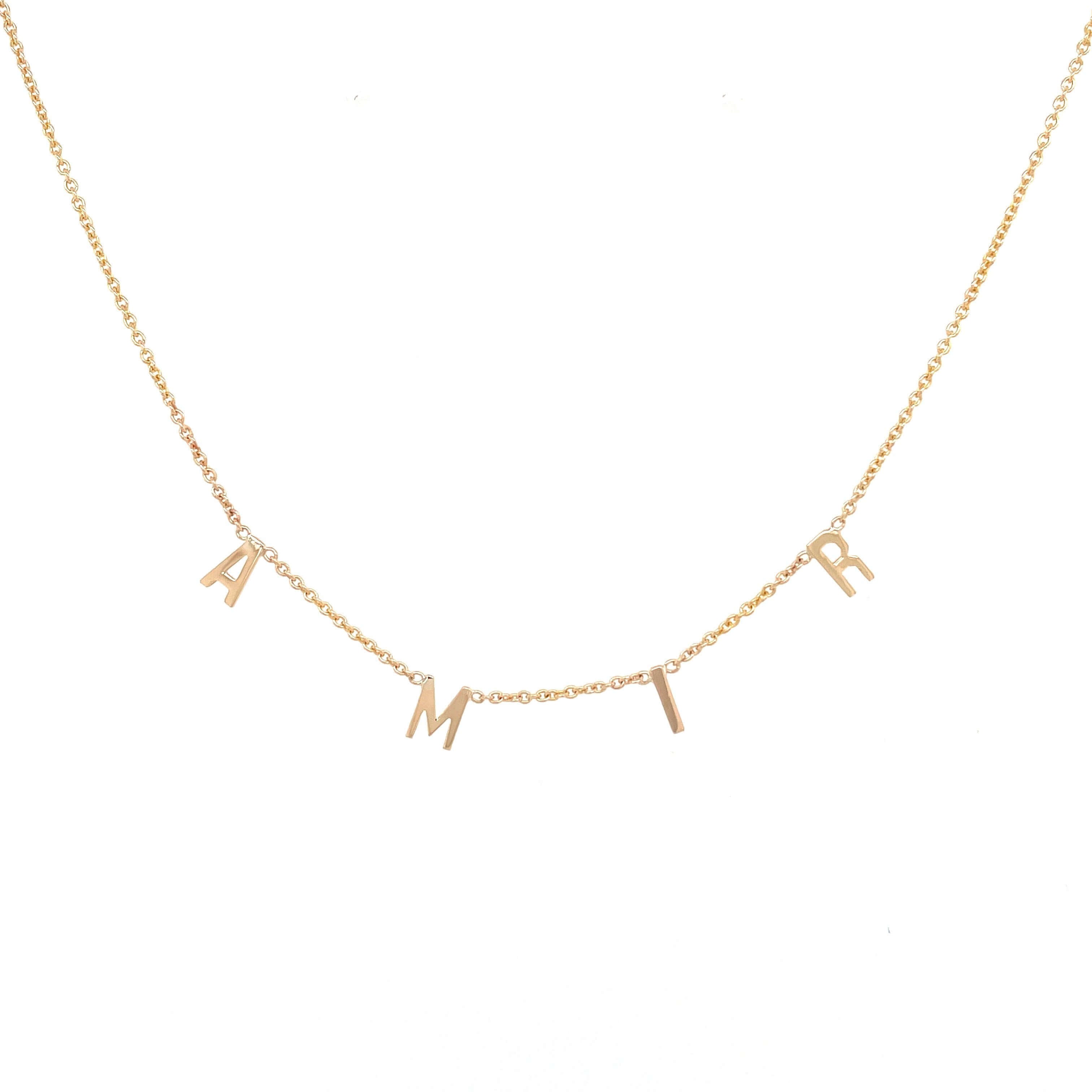 Gold chain necklace with AMIR name pendant from our unique and personalized jewelry collection.
