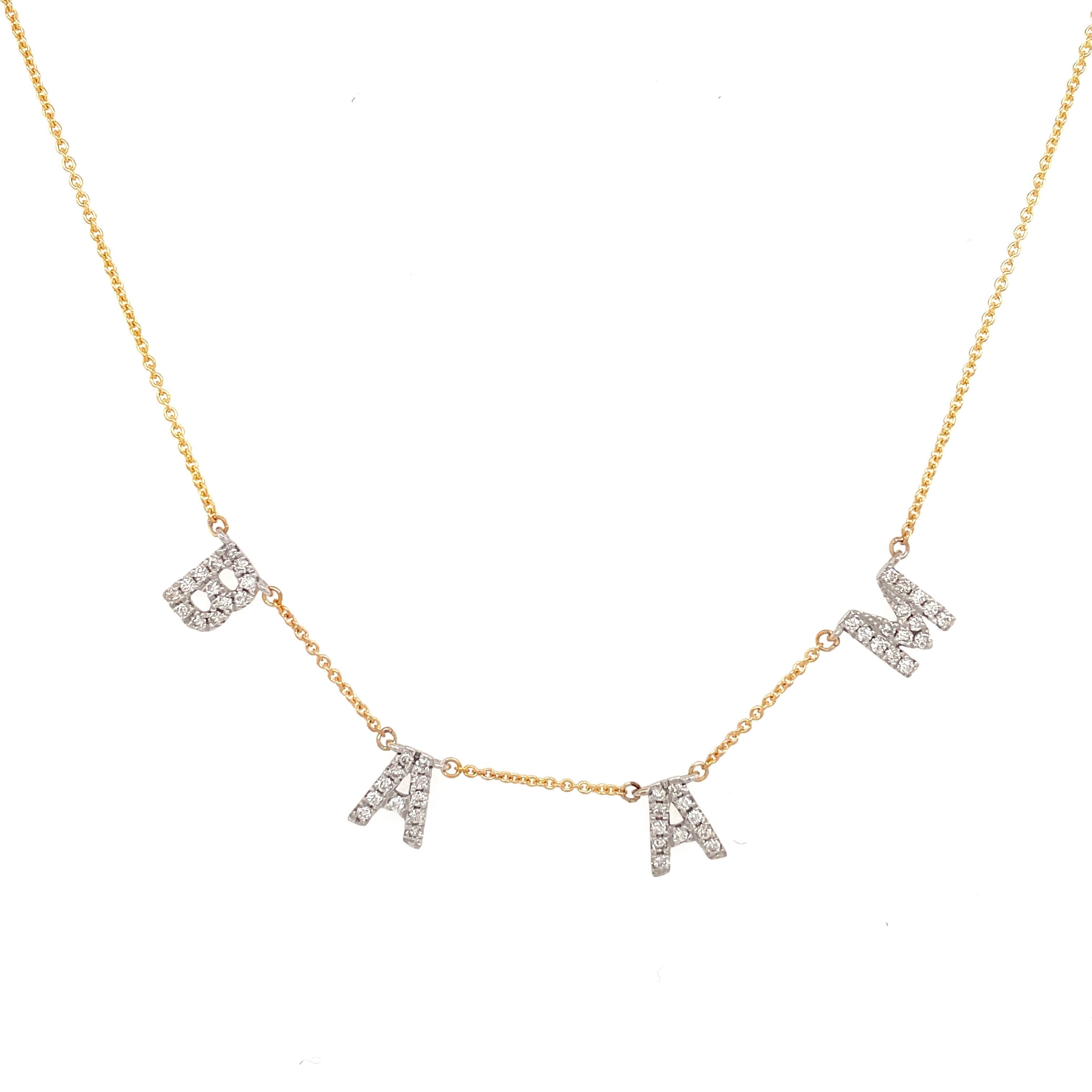 14K Gold Personalized Diamond Block Name Necklace 4 Letters / White Gold Izakov Diamonds + Fine Jewelry
