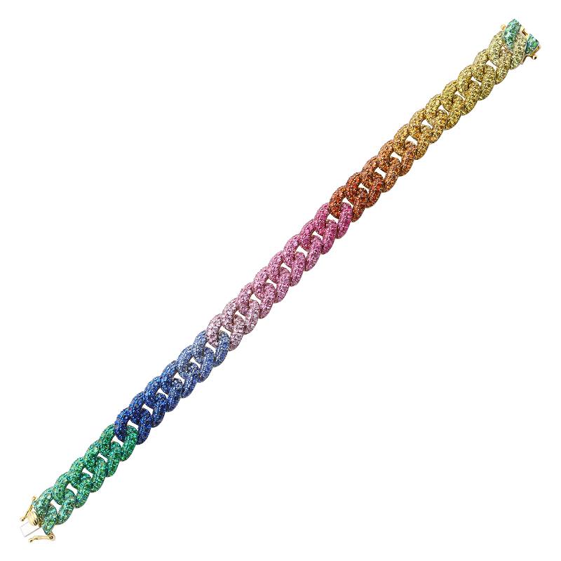Rainbow gradient chain bracelet with sparkling gemstones from our luxury jewelry collection