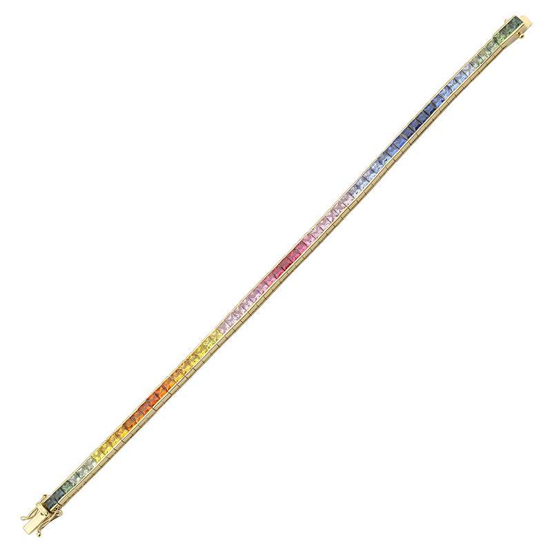 Rainbow gemstone bracelet in yellow gold by our jewelry brand.