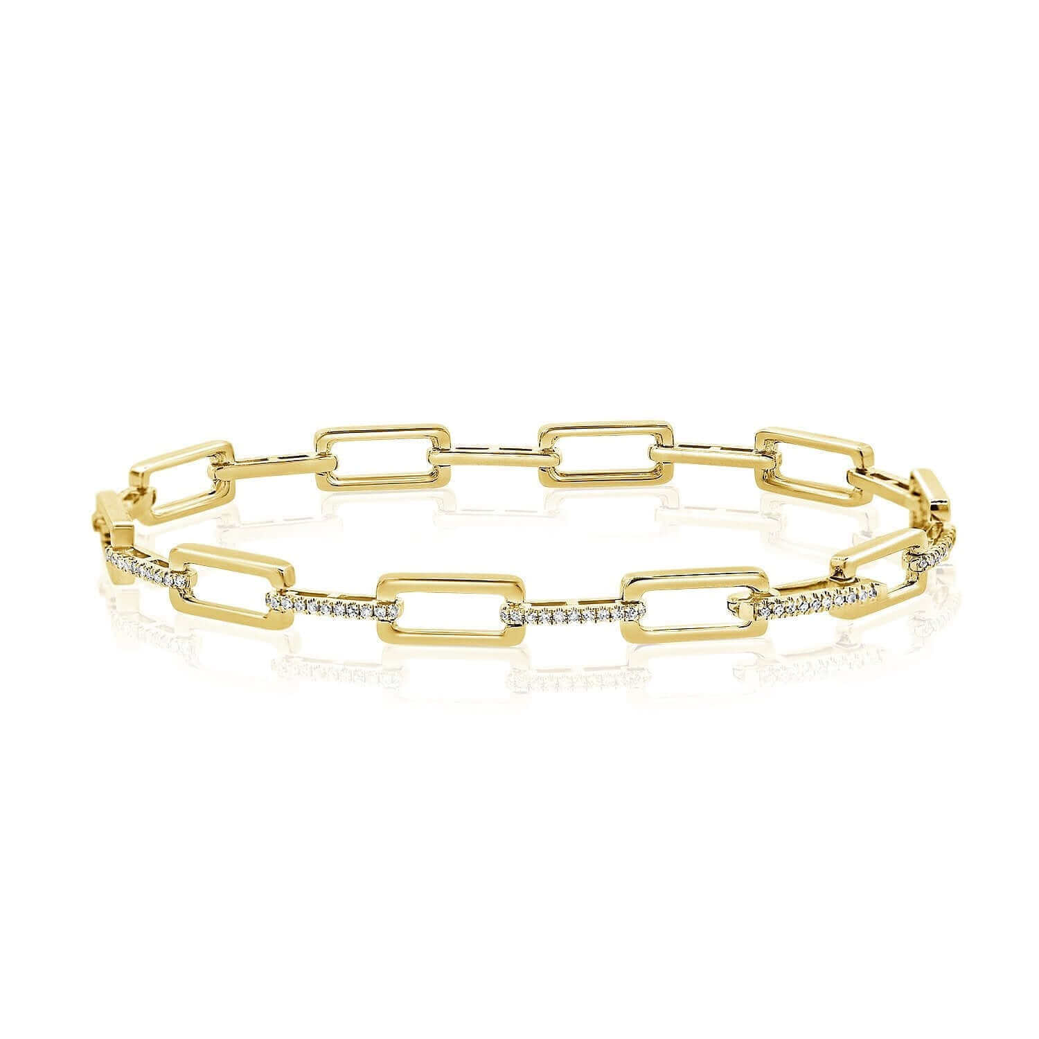 Gold link chain bracelet with diamond accents from our luxury jewelry collection.