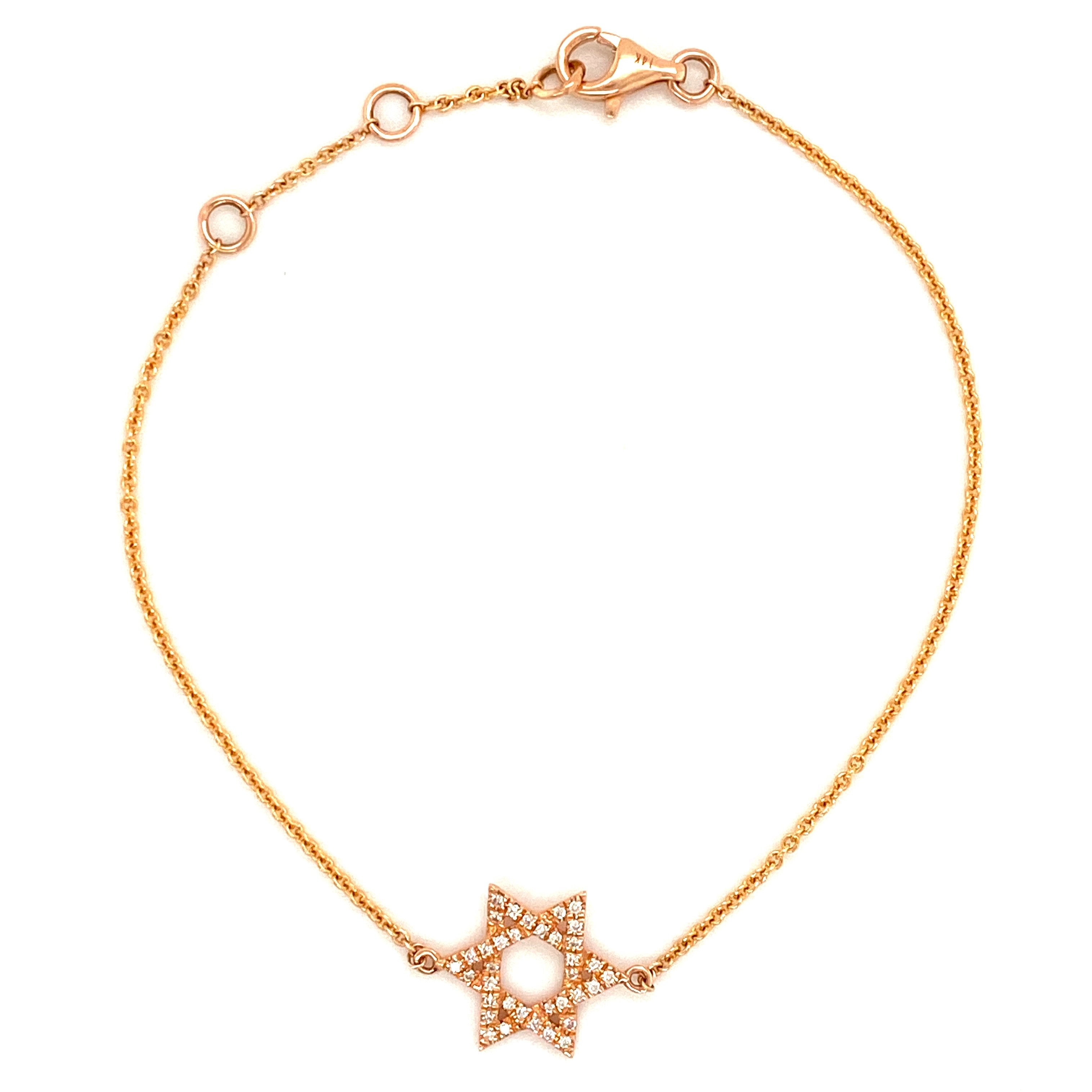 14K Gold Star Of David Diamond Bracelet Rose Gold Izakov Diamonds + Fine Jewelry