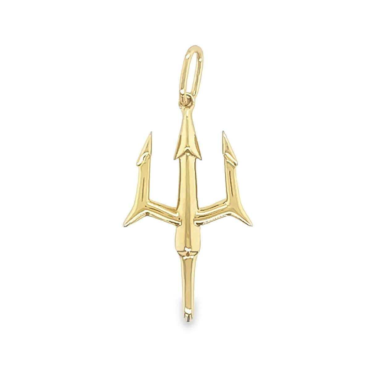 Gold trident necklace pendant by our jewelry brand.