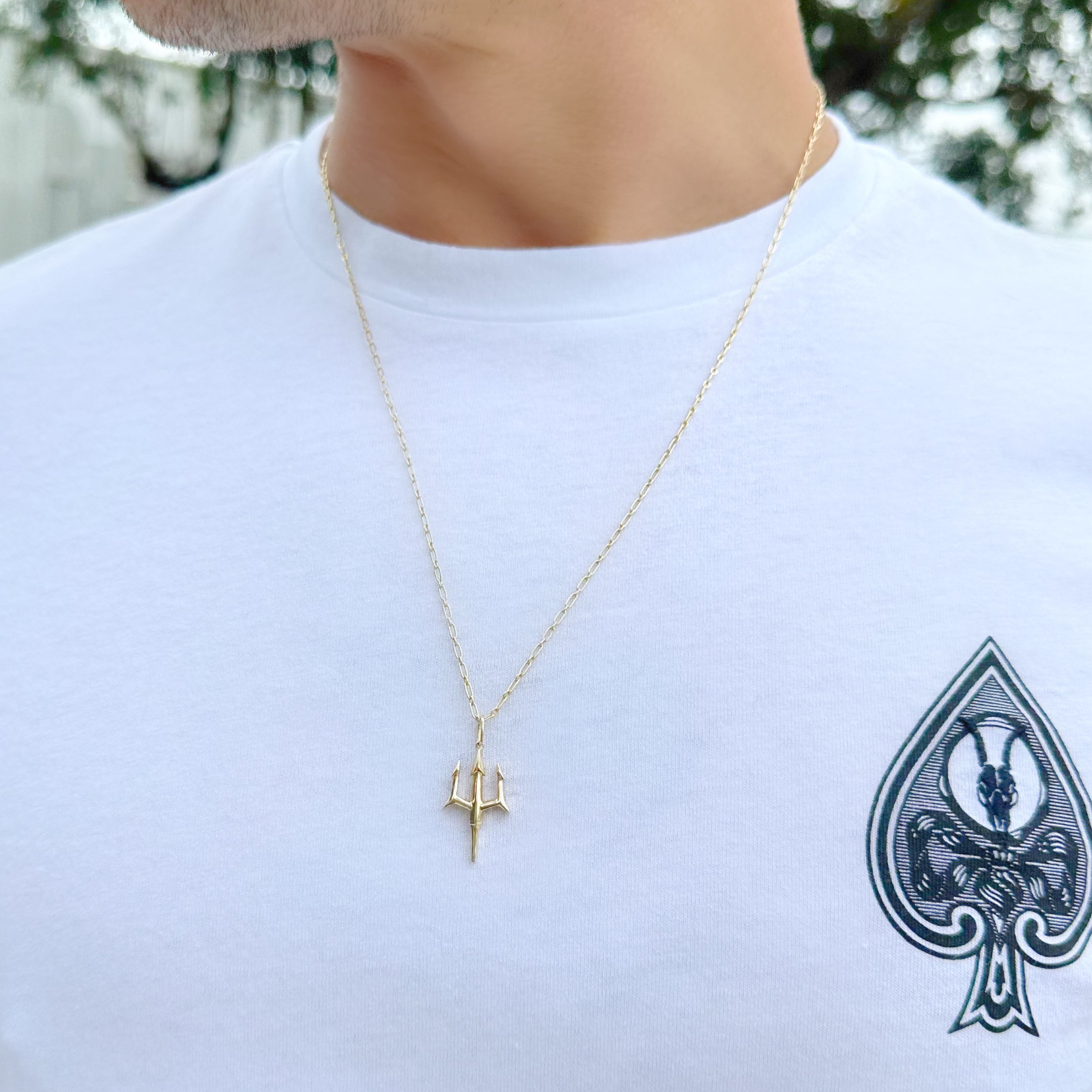 14K Gold Trident Necklace Pendant - Charms & Pendants - Izakov Diamonds + Fine Jewelry