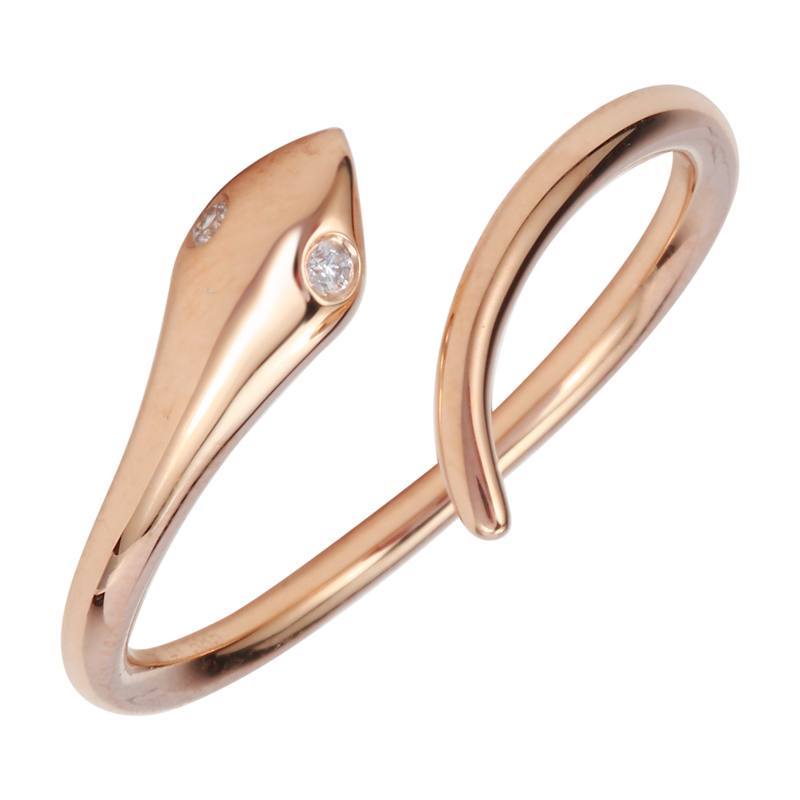 Elegant snake-shaped rose gold ring with diamond accents by our premium jewelry brand