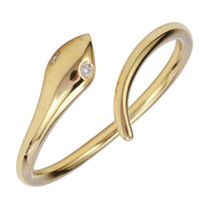 Elegant gold snake ring with diamond eyes - elegant jewelry piece from our luxury collection.