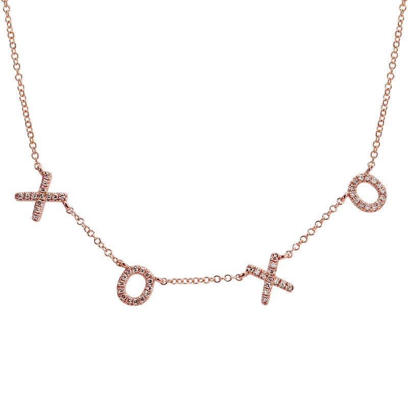 14K Gold XOXO Diamond Necklace Rose Gold Izakov Diamonds + Fine Jewelry