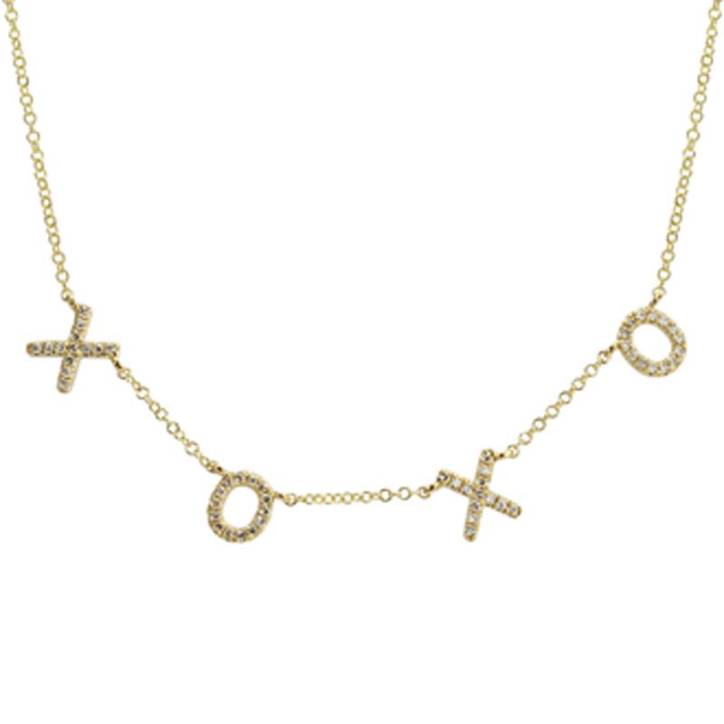 14K Gold XOXO Diamond Necklace Yellow Gold Izakov Diamonds + Fine Jewelry