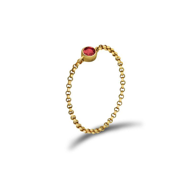 18K Gold January Birthstone Garnet Chain Ring 3 / Yellow Gold Izakov Diamonds + Fine Jewelry #color_yellow-gold
