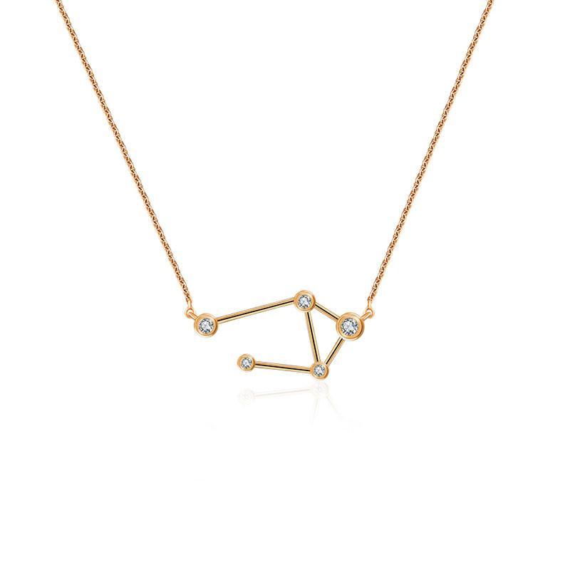 18K Gold Libra Constellation Diamond Necklace Rose Gold Izakov Diamonds + Fine Jewelry