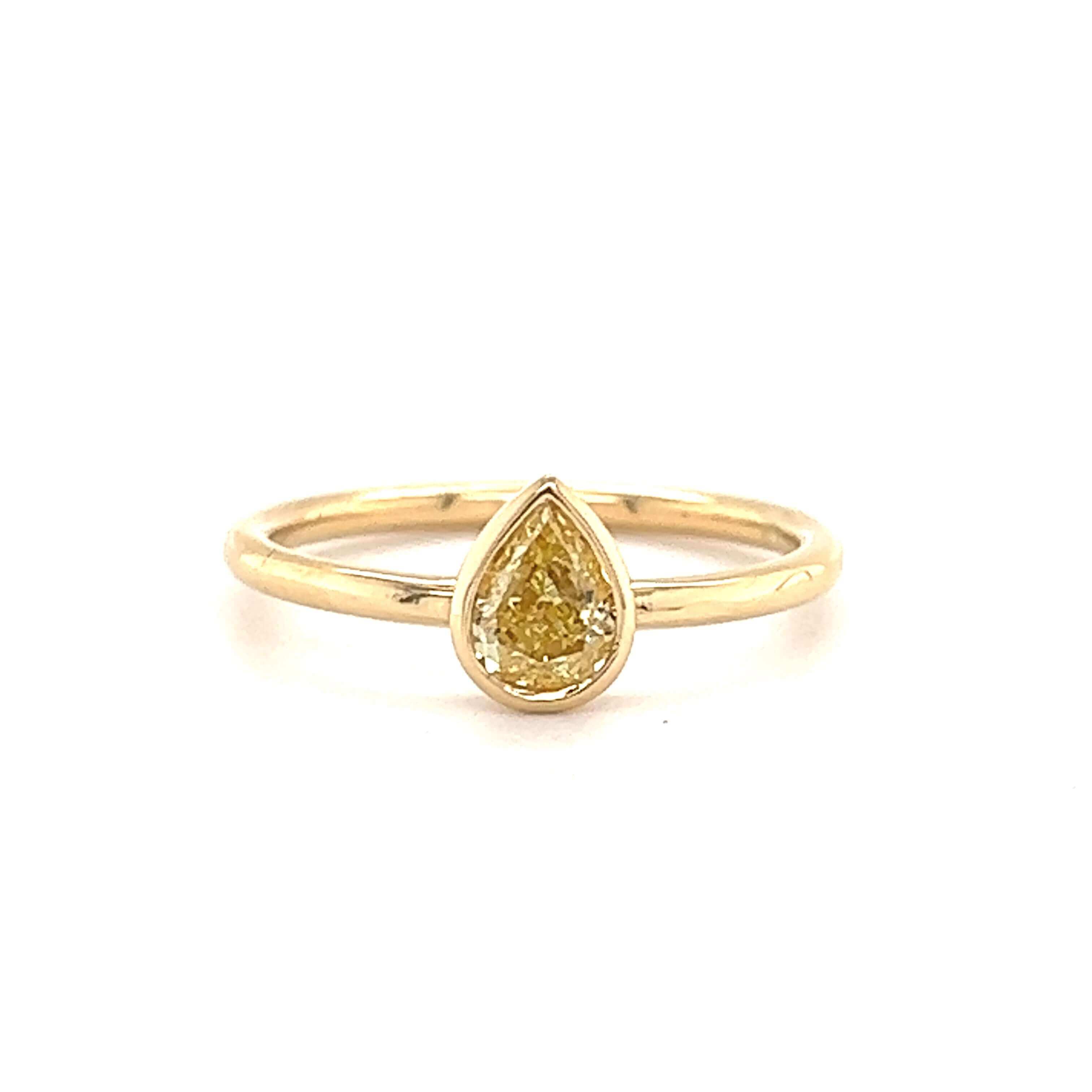 Elegant gold diamond ring with pear-shaped yellow stone - perfect for special occasions - premium jewelry from our collection