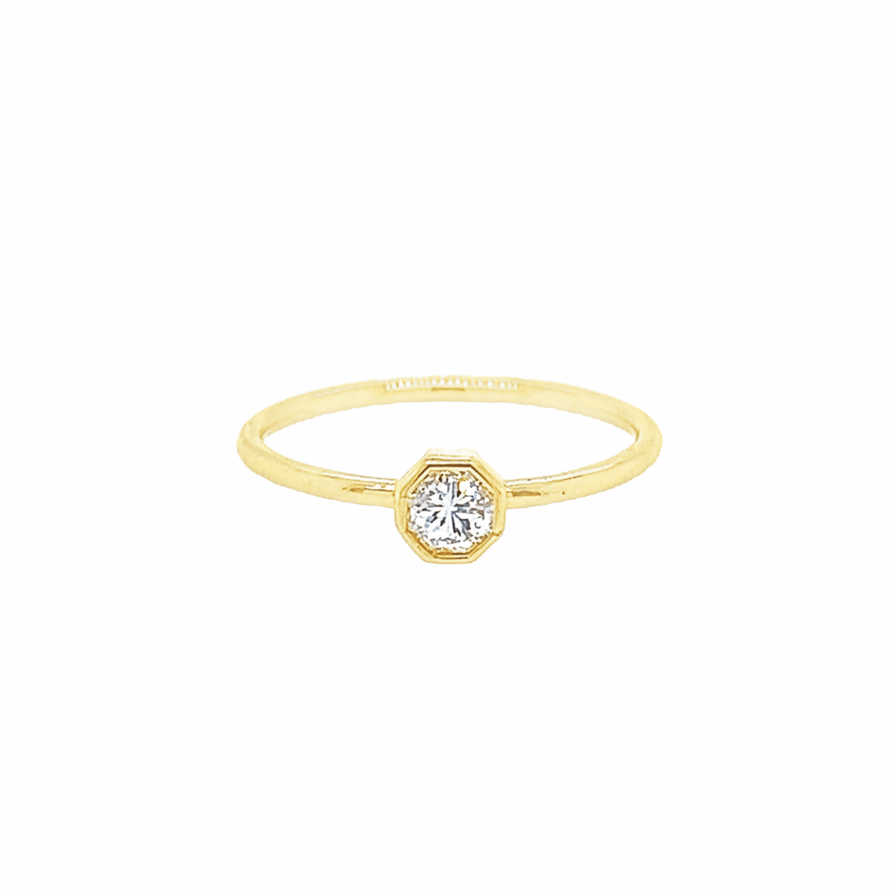 Elegant gold ring with hexagon diamond setting from our jewelry collection